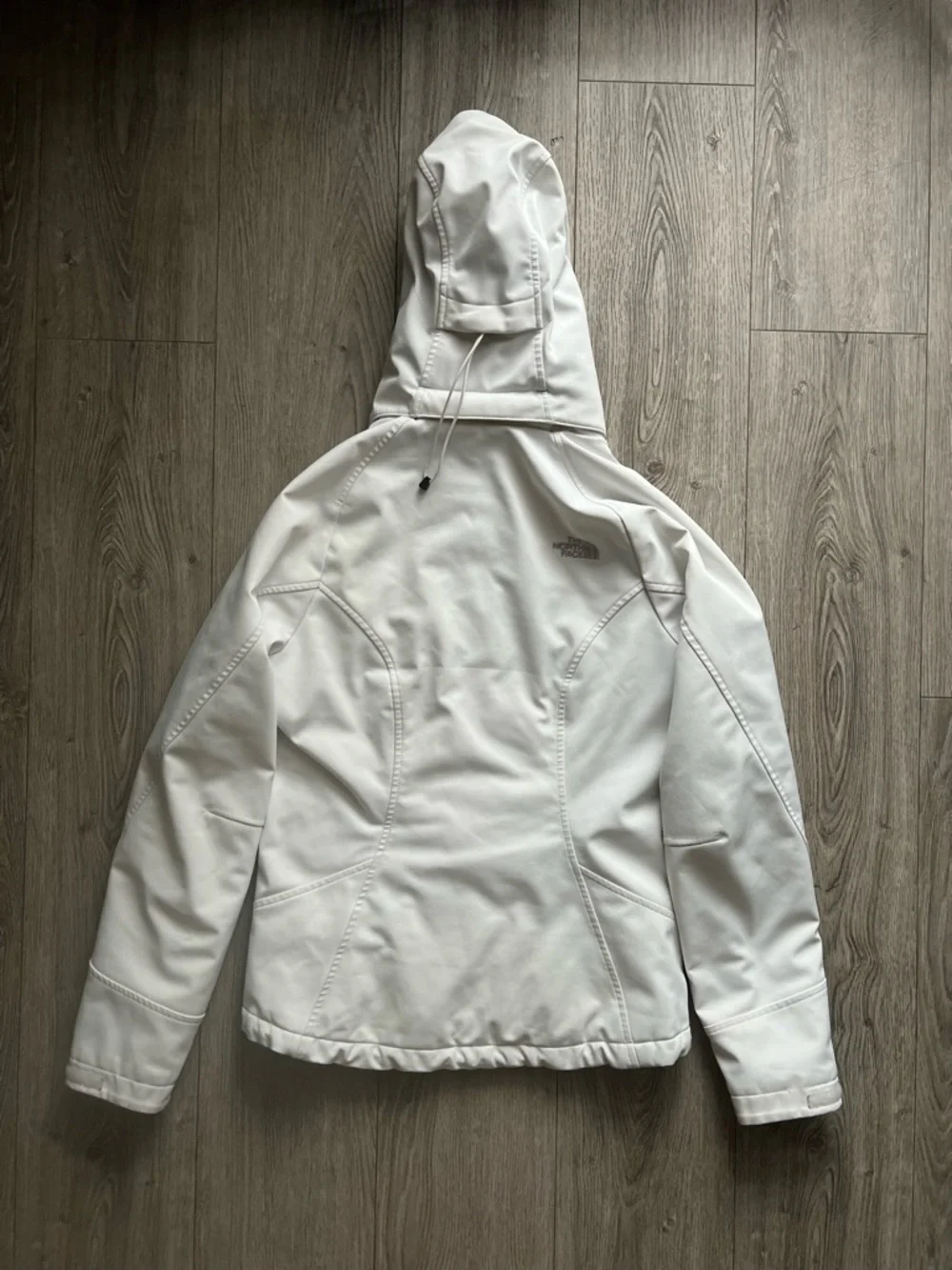 The North Face White Jacket with Teal Trim and Hood Women’s S Size (3) - Picture 3 of 4
